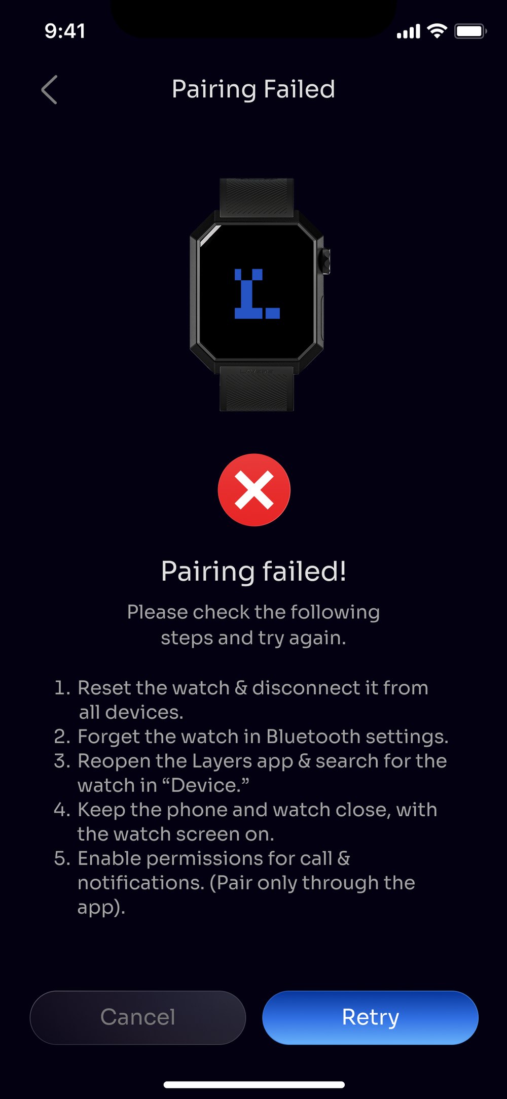 Pairing failed