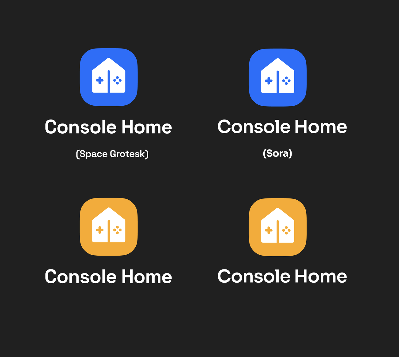 Console Home logo and typeface exploration