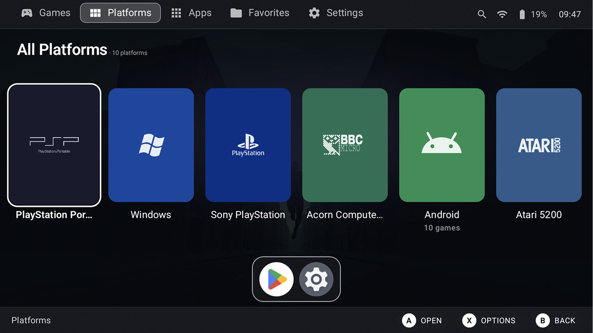 Console Home library organised by platform