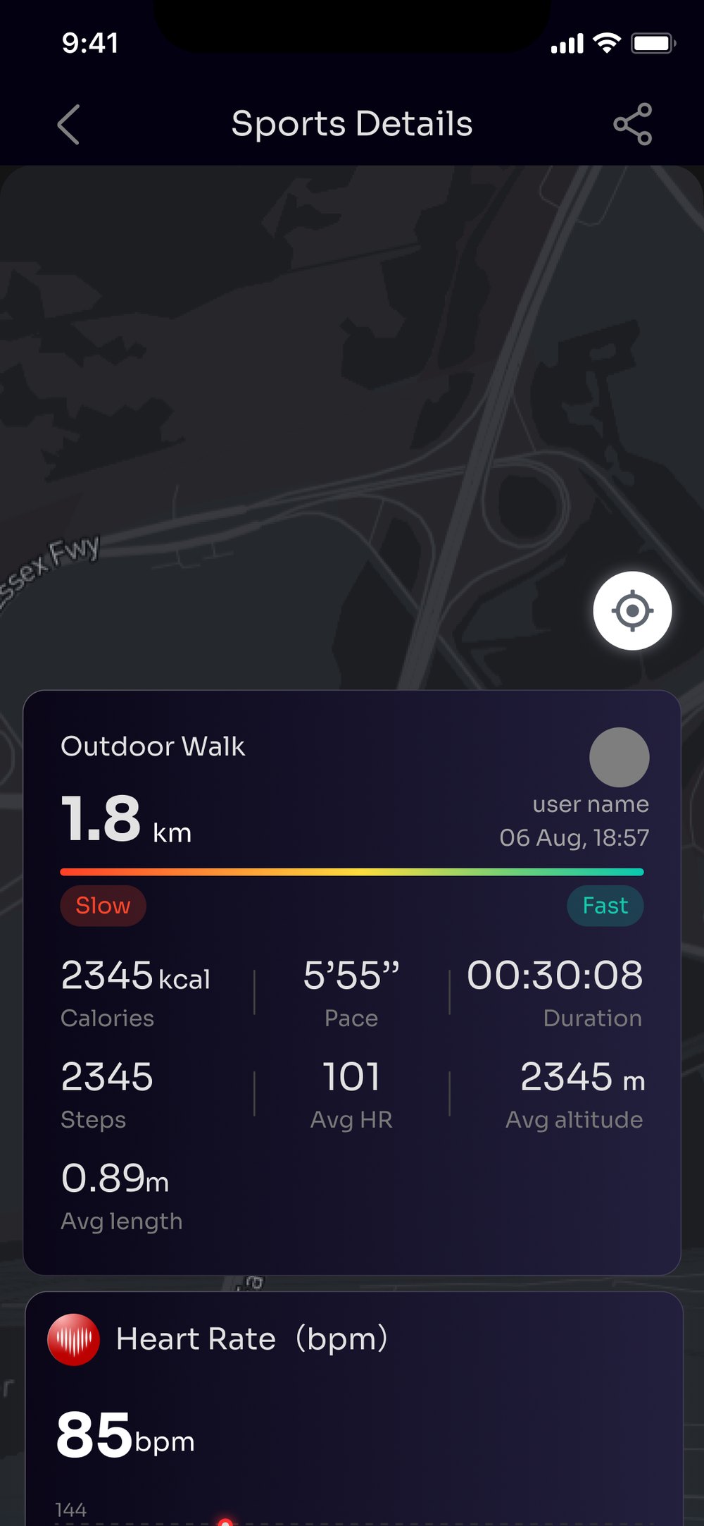 Workout details as designed